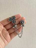 Oxidised Floral Ghungroo Ear Cuff