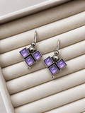 Oxidized Lavender Geometric Earrings