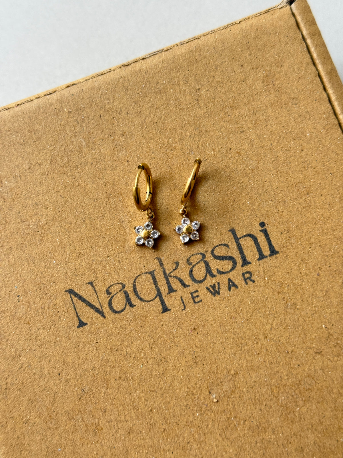 Crystal Flower Huggie Earrings