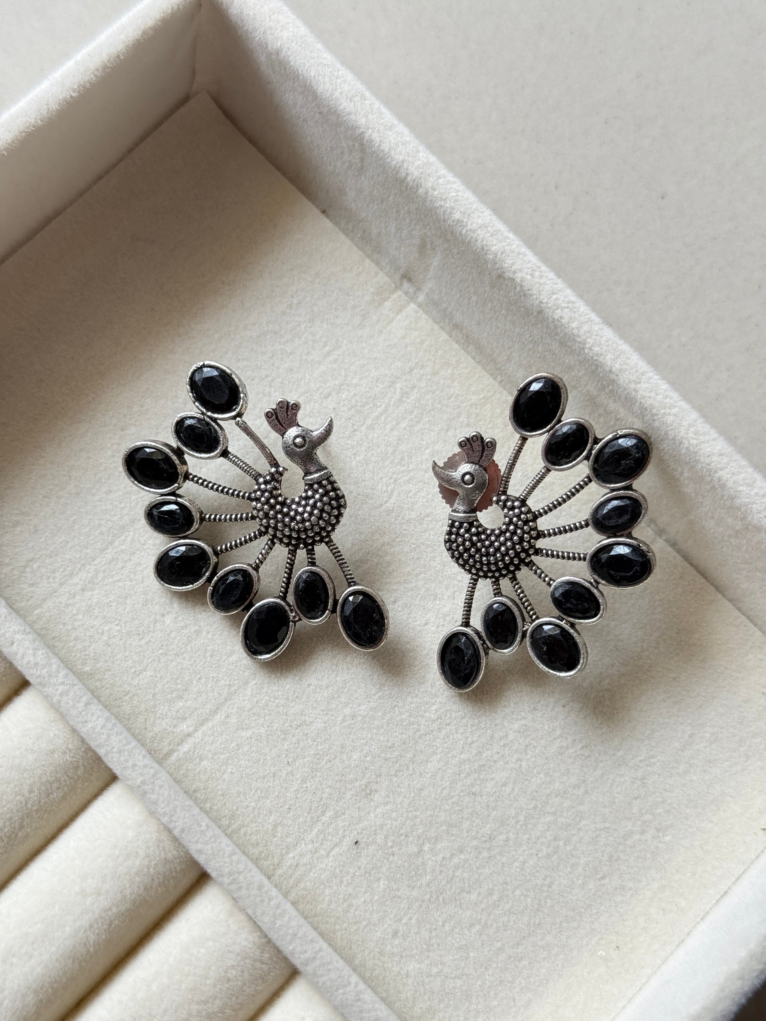 Oxidised Mayura Earrings