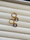 Amour Crystal Heart Hoops