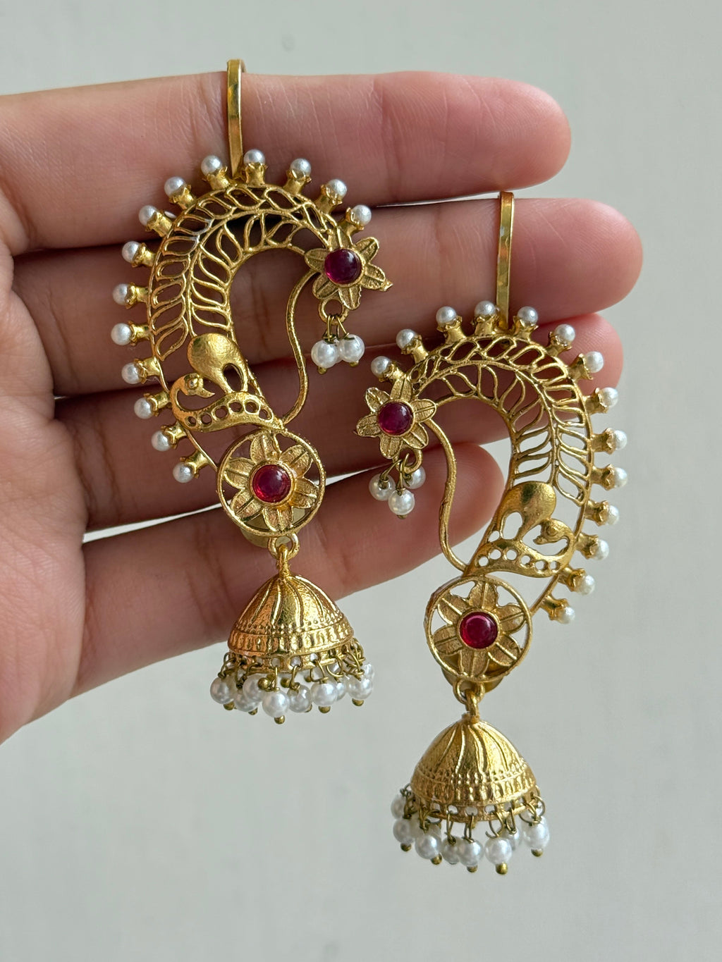 Peacock Ear Cuff Jhumkas