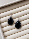 Black Stone Oxidised Earrings