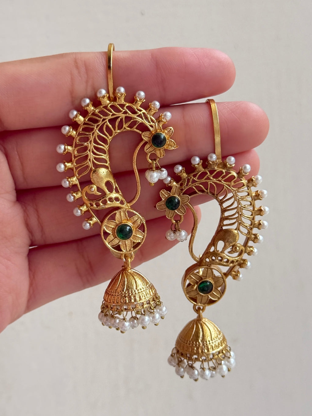 Peacock Ear Cuff Jhumkas