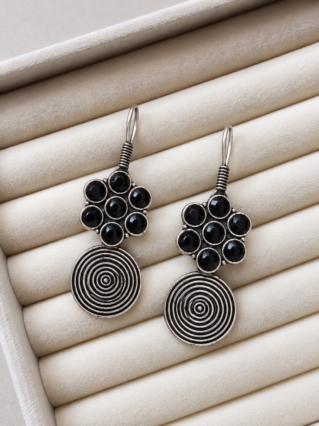 Oxidised Spiral Earrings
