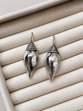 Oxidized Conch Shell Earrings